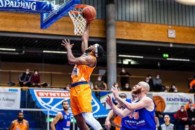 BB 1BL Syntainics MBC Ratiopharm Ulm Jaron Blossomgame 4 Ratiopharm Ulm during the match season 2021 2022 men in the EasyCredit Bundesliga between Syntainics MBC and Ratiopharm Ulm at Stadthalle Weissenfels on 8 January 2022 in Weissenfels, Saxony Anhalt, Germany