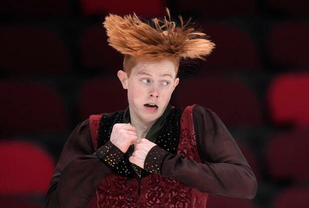 January 8, 2022, Ottawa, ON, Canada: Matthew Newnham performs his routine during the senior men™s free program at the National Skating Championships, Saturday, Jan. 8, 2022 in Ottawa. Matthew Newnham  - ZUMAc35_ 20220108_zaf_c35_134 Copyright: xAdrianxWyldx