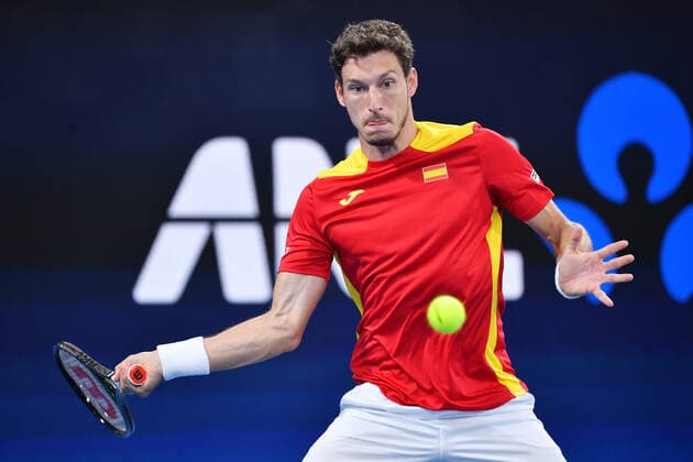TENNIS ATP, Tennis Herren CUP, Pablo Carreno Busta of Spain in action during the ATP Cup Final against Denis Shapovalov of Canada on Day 9 of the ATP Cup tennis tournament at Ken Rosewall Arena in Sydney, Sunday, January 9, 2022. ( NO ARCHIVING, EDITORIAL USE ONLY, NO USE IN BOOKS WITHOUT CONSENT SYDNEY NSW AUSTRALIA  Copyright: xDEANxLEWINSx 20220109001611960814