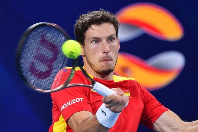 TENNIS ATP, Tennis Herren CUP, Pablo Carreno Busta of Spain in action during the ATP Cup Final against Denis Shapovalov of Canada on Day 9 of the ATP Cup tennis tournament at Ken Rosewall Arena in Sydney, Sunday, January 9, 2022. ( NO ARCHIVING, EDITORIAL USE ONLY, NO USE IN BOOKS WITHOUT CONSENT SYDNEY NSW AUSTRALIA  Copyright: xDEANxLEWINSx 20220109001611960867
