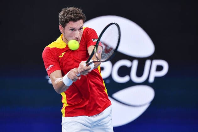 TENNIS ATP, Tennis Herren CUP, Pablo Carreno Busta of Spain in action during the ATP Cup Final against Denis Shapovalov of Canada on Day 9 of the ATP Cup tennis tournament at Ken Rosewall Arena in Sydney, Sunday, January 9, 2022. ( NO ARCHIVING, EDITORIAL USE ONLY, NO USE IN BOOKS WITHOUT CONSENT SYDNEY NSW AUSTRALIA  Copyright: xDEANxLEWINSx 20220109001611961310