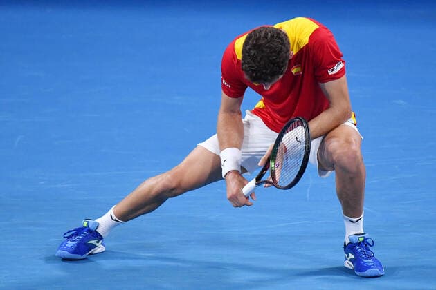 TENNIS ATP, Tennis Herren CUP, Pablo Carreno Busta of Spain reacts during the ATP Cup Final against Denis Shapovalov of Canada on Day 9 of the ATP Cup tennis tournament at Ken Rosewall Arena in Sydney, Sunday, January 9, 2022. ( NO ARCHIVING, EDITORIAL USE ONLY, NO USE IN BOOKS WITHOUT CONSENT SYDNEY NSW AUSTRALIA  Copyright: xDEANxLEWINSx 20220109001611965993
