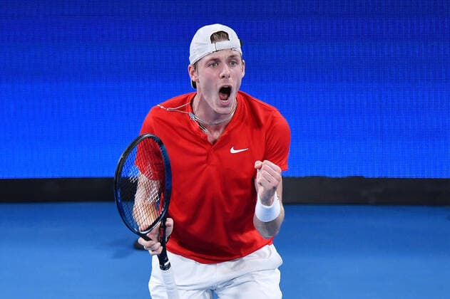 TENNIS ATP, Tennis Herren CUP, Denis Shapovalov of Canada celebrates during the ATP Cup Final against Pablo Carreno Busta of Spain on Day 9 of the ATP Cup tennis tournament at Ken Rosewall Arena in Sydney, Sunday, January 9, 2022. ( NO ARCHIVING, EDITORIAL USE ONLY, NO USE IN BOOKS WITHOUT CONSENT SYDNEY NSW AUSTRALIA  Copyright: xDEANxLEWINSx 20220109001611966162