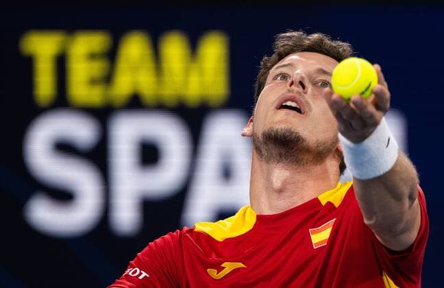 Mandatory Credit: Photo by James Gourley Shutterstock (12745941ai) Pablo Carreno Busta of Team Spain in action during his Final match against Team Canada ATP, Tennis Herren Cup Final, Tennis, Ken Rosewall Arena, Sydney, Australia - 09 Jan 2022 ATP Cup Final, Tennis, Ken Rosewall Arena, Sydney, Australia - 09 Jan 2022  Copyright: xJamesxGourley Shutterstockx 12745941ai