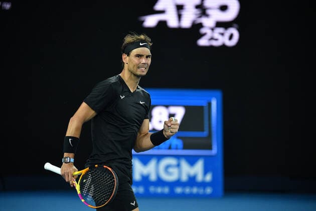 TENNIS MELBOURNE SUMMER SET, Rafael Nadal of Spain reacts during their men?s final match against Maxime Cressy of the U.S on Day 7 of the Melbourne Summer Set tennis tournament at Melbourne Park in Melbourne, Sunday, January 9, 2022. ( NO ARCHIVING, EDITORIAL USE ONLY, NO USE IN BOOKS WITHOUT CONSENT MELBOURNE VIC AUSTRALIA  Copyright: xJAMESxROSSx 0146987216st