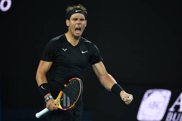 TENNIS MELBOURNE SUMMER SET, Rafael Nadal of Spain reacts during their men?s final match against Maxime Cressy of the U.S on Day 7 of the Melbourne Summer Set tennis tournament at Melbourne Park in Melbourne, Sunday, January 9, 2022. ( NO ARCHIVING, EDITORIAL USE ONLY, NO USE IN BOOKS WITHOUT CONSENT MELBOURNE VIC AUSTRALIA  Copyright: xJAMESxROSSx 0146987219st
