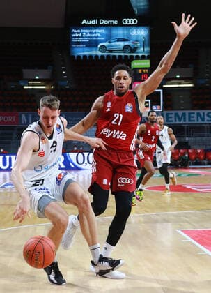 21 Augustine Rubit FCBB against 29 Mindaugas Susinskas Niners Chemnitz Basketball BBL FC Bayern Munich Niners Chemnitz in the Audi Dome on 09 01 2021 PHOTO Mladen Lackovic LakoPress