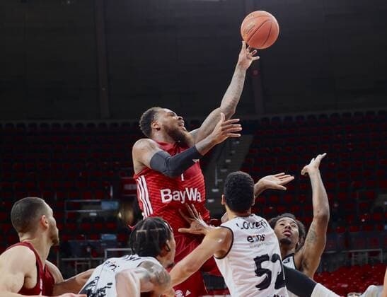 Bavarias 1 Deshaun THOMAS Basketball, FC Bayern Chemnitz, on 9 01 2022, Basketball Bundesliga, FC Bayern Munich Basketball Niners Chemnitz, 2021 2022 season, in Munich, A U D I D O M E, Germany Source Copyright Credit Oryk HAIST xx