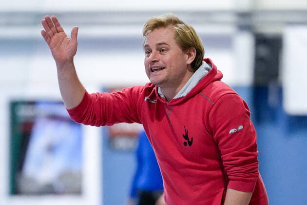 Carsten Felix Müller Calle Müller, coach, head coach, TSVMH , gives instructions, gestures, gesturing with arms, single image, action, action, 09 01 2022, Mannheim Germany , indoor field hockey, 1 Bundesliga Süd, women, TSV Mannheim Bietigheimer HTC xozx