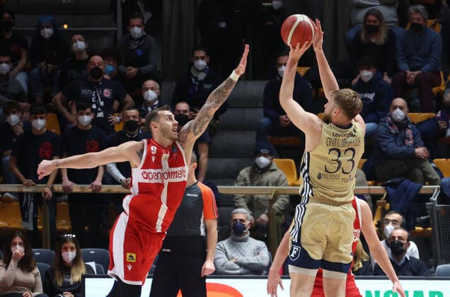 Mandatory Credit: Photo by Michele Nucci LiveMedia Shutterstock (12749845at) Paulius Sorokas (Openjobmetis Pallacanestro Varese) and Vassilis Charalampopoulos (Fortitudo Kigili Bologna) Italian Basketball A Serie Championship Fortitudo Bologna vs Openjobmetis Varese, PalaDozza, Bologna, Italy - 09 Jan 2022 Italian Basketball A Serie Championship Fortitudo Bologna vs Openjobmetis Varese, PalaDozza, Bologna, Italy - 09 Jan 2022  Copyright: xMichelexNucci LiveMedia Shutterstockx 12749845at