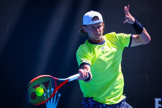 Belgian Zizou Bergs pictured in action during a first round game of the men s qualifications between Belgian Zizou Bergs ATP, Tennis Herren 192) and Ukraine s Sachko (ATP 244) ahead of the Australian Open tennis Grand Slam, Monday 10 January 2022 in Melbourne Park, Melbourne, Australia. Bergs had to abandon injured in the third set. The 2022 edition of the Australian Grand Slam takes place in the ongoing pandemy. PATRICKxHAMILTON  x3169953x