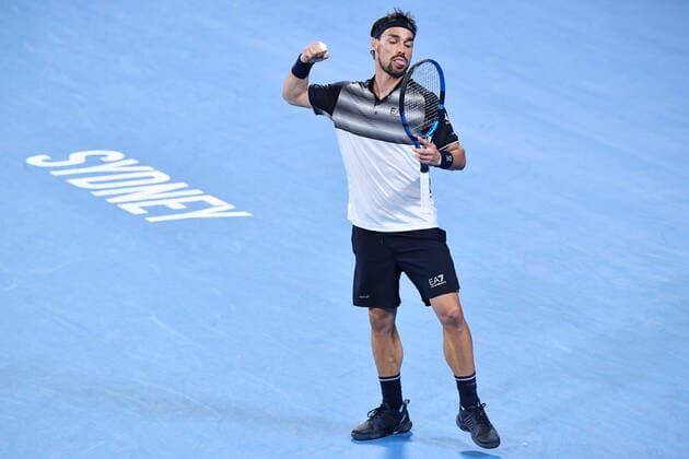 SYDNEY TENNIS CLASSIC, Fabio Fognini of Italy reacts against Daniel Altmaier of Germany on Day 1 of the Sydney Tennis Classic at Sydney Olympic Park in Sydney, Monday, January 10, 2022. ( NO ARCHIVING, EDITORIAL USE ONLY, NO USE IN BOOKS WITHOUT CONSENT SYDNEY NSW AUSTRALIA  Copyright: xDEANxLEWINSx 20220110001612265472