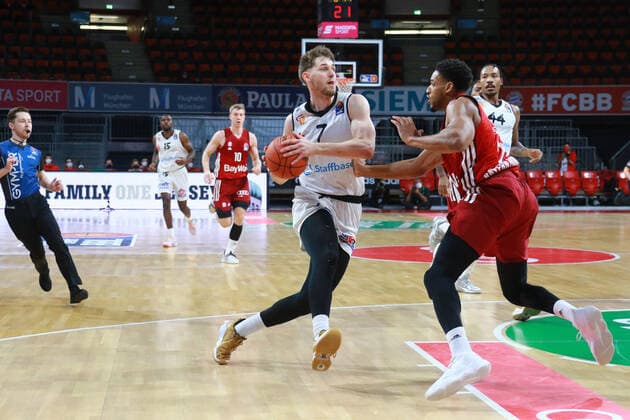 21 Augustine Rubit FCBB against 7 Jonas Richter Niners Chemnitz Basketball BBL FC Bayern Munich Niners Chemnitz in the Audi Dome on 09 01 2021 PHOTO Mladen Lackovic LakoPress