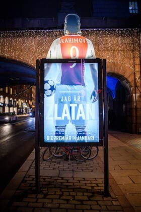 220110 Advertising sign outside cinema Rigoletto after the cinema premiere of the film I am Zlatan has been canceled on January 10, 2022 in Stockholm,  Copyright: SIMONxHASTEGARD BB220110SH002