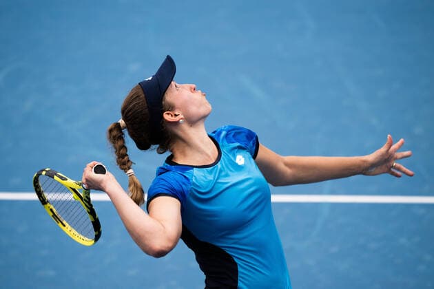 SYDNEY TENNIS CLASSIC, Elise Mertens of Belgium in action during her First Round match against Fiona Ferro of France on Day 2 of the Sydney Tennis Classic at Sydney Olympic Park, in Sydney, Tuesday, January 11, 2022. ( NO ARCHIVING, EDITORIAL USE ONLY, NO USE IN BOOKS WITHOUT CONSENT SYDNEY NSW AUSTRALIA  Copyright: xJAMESxGOURLEYx 20220111001612486271