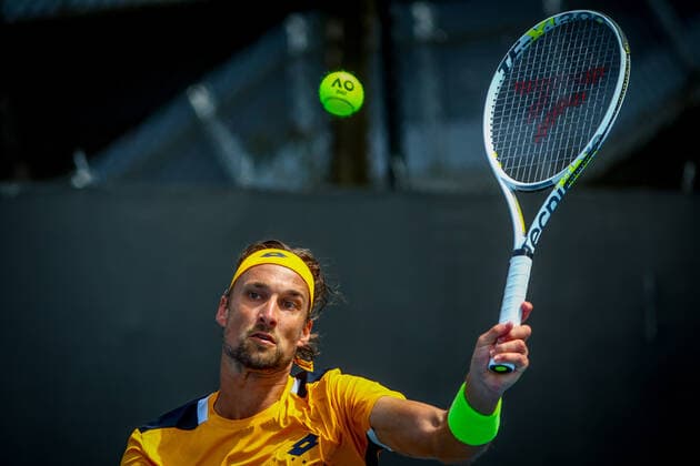 Ruben Bemelmans ATP, Tennis Herren 212) pictured in action during a first round game of the men s qualifications against Italian Andrea Vavassori (ATP 267) ahead of the Australian Open tennis Grand Slam, Tuesday 11 January 2022 in Melbourne Park, Melbourne, Australia. The 2022 edition of the Australian Grand Slam takes place in the ongoing pandemic. PATRICKxHAMILTON  x3171430x