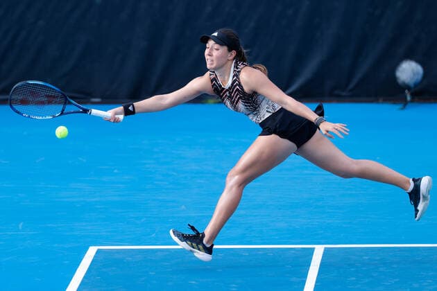 Jessica Pegula of USA hits a forehand against Caroline Garcia of France during the first round match at Sydney Tennis Classic 2022 at Sydney Olympic Park Tennis Centre, Sydney, Australia on 11 January 2022. Copyright: xPeterxDovganx 30470105
