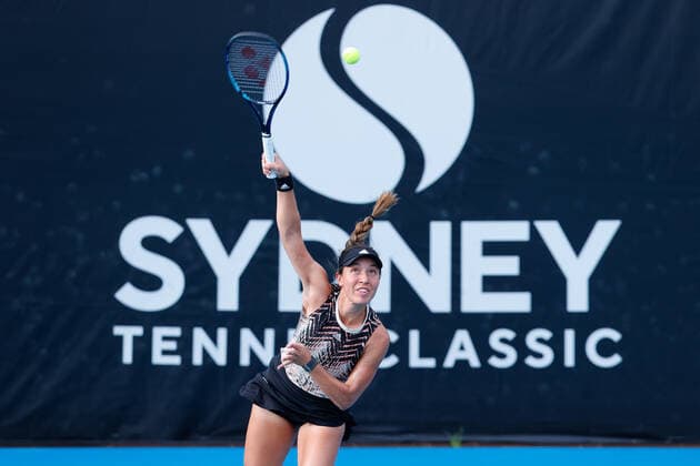 Jessica Pegula of USA serves to Caroline Garcia of France during the first round match at Sydney Tennis Classic 2022 at Sydney Olympic Park Tennis Centre, Sydney, Australia on 11 January 2022. Copyright: xPeterxDovganx 30470107