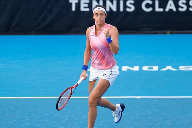 Caroline Garcia of France pumps her fist against Jessica Pegula of USA during the first round match at Sydney Tennis Classic 2022 at Sydney Olympic Park Tennis Centre, Sydney, Australia on 11 January 2022. Copyright: xPeterxDovganx 30470116