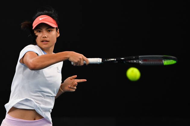 Mandatory Credit: Photo by Shutterstock (12755368f) Emma Raducanu practicing on Ken Rosewall Arena ahead of her first round match Sydney Tennis Classic, Day 2, Tennis, Olympic Park, Sydney, Australia - 11 Jan 2022 Sydney Tennis Classic, Day 2, Tennis, Olympic Park, Sydney, Australia - 11 Jan 2022 Copyright: xShutterstockx 12755368f