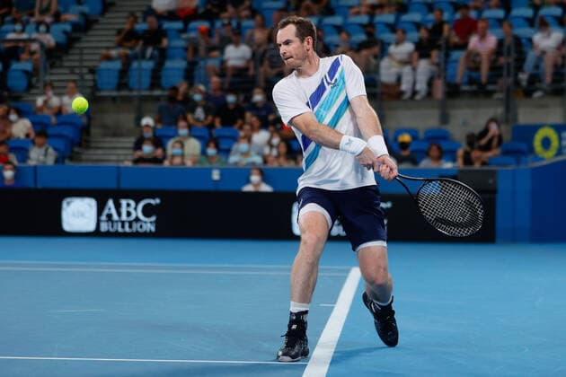 Andy Murray of Great Britain plays a backhand against Viktor Durasovic of Norway during the first round match at Sydney Tennis Classic 2022 at Sydney Olympic Park Tennis Centre, Sydney, Australia on 11 January 2022. Copyright: xPeterxDovganx 30470132