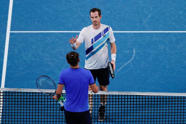 Andy Murray of Great Britain shakes Viktor Durasovic of Norway hand after winning the match during the first round match at Sydney Tennis Classic 2022 at Sydney Olympic Park Tennis Centre, Sydney, Australia on 11 January 2022. Copyright: xPeterxDovganx 30470146