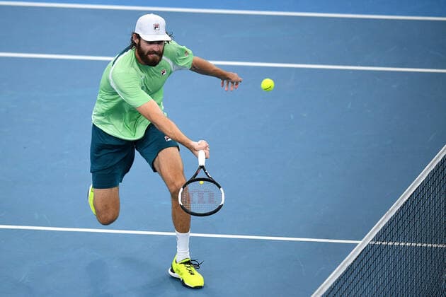 SYDNEY TENNIS CLASSIC, Reilly Opelka of the USA in action during his Round of 16 match against Jordan Thompson of Australia on Day 3 of the Sydney Tennis Classic at Sydney Olympic Park in Sydney, Wednesday, January 12, 2022. ( NO ARCHIVING, EDITORIAL USE ONLY, NO USE IN BOOKS WITHOUT CONSENT SYDNEY NSW AUSTRALIA  Copyright: xDANxHIMBRECHTSx 20220112001612728266