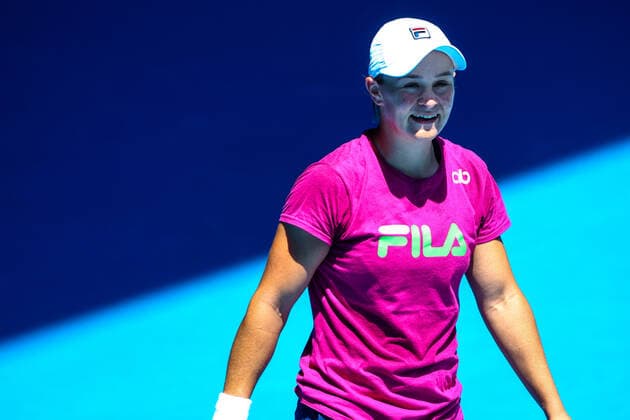 Australian Ashleigh Barty (WTP 1) pictured at a training session ahead of the Australian Open tennis Grand Slam, Wednesday 12 January 2022 in Melbourne Park, Melbourne, Australia. The 2022 edition of the Australian Grand Slam takes place in the ongoing pandemic. PATRICKxHAMILTON  x3171996x