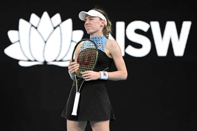 12th January 2022: Ken Rosewall Arena, Sydney Olympic Park, Sydney, Australia; Sydney Tennis Classic, Day 4: Ekaterina Alexandrova of Russia reacts after losing a point in her match against Garbine Muguruza of Spain  ActionPlus12355625 NigelxOwen