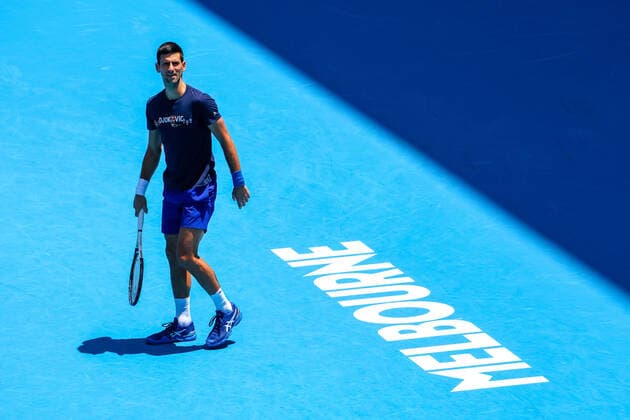Sport Bilder des Tages Serbian Novak Djokovic ATP, Tennis Herren 1) pictured at a training session ahead of the Australian Open tennis Grand Slam, Wednesday 12 January 2022 in Melbourne Park, Melbourne, Australia. The 2022 edition of the Australian Grand Slam takes place in the ongoing pandemic. PATRICKxHAMILTON  x3172017x