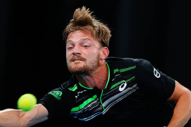 David Goffin of Belgium plays a shot against Denis Kudla of USA during the Sydney Tennis Classic 2022 at Sydney Olympic Park Tennis Centre, Sydney, Australia on 12 January 2022. Copyright: xPeterxDovganx 30470296