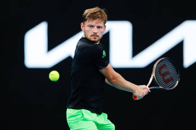 David Goffin of Belgium plays a shot against Denis Kudla of USA during the Sydney Tennis Classic 2022 at Sydney Olympic Park Tennis Centre, Sydney, Australia on 12 January 2022. Copyright: xPeterxDovganx 30470299