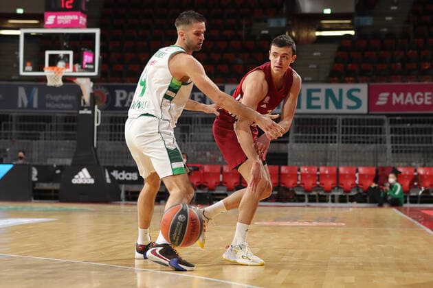 Mantas Kalnietis BC Zalgiris Kaunas, 9 and Zan Mark Sisko Bayern Basketball, 31 GER, FC Bayern Basketball vs BC Zalgiris Kaunas, Basketball, EuroLeague, 2021 2022 season, 11 01 2022, GER, FC Bayern Basketball vs BC Zalgiris Kaunas, Basketball, EuroLeague, 2021 2022 season, 11 01 2022, Munich. Copyright: xEIBNER MarcelxEngelbrechtx EP_EER