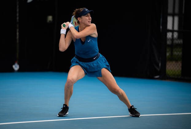 January 12, 2022, SYDNEY, AUSTRALIA: Belinda Bencic of Switzerland in action during the second round of the 2022 Sydney Tennis Classic WTA, Tennis Damen 500 tennis tournament against Oceane Dodin of France SYDNEY AUSTRALIA - ZUMAa181 20220112_zaa_a181_090 Copyright: xRobxPrangex