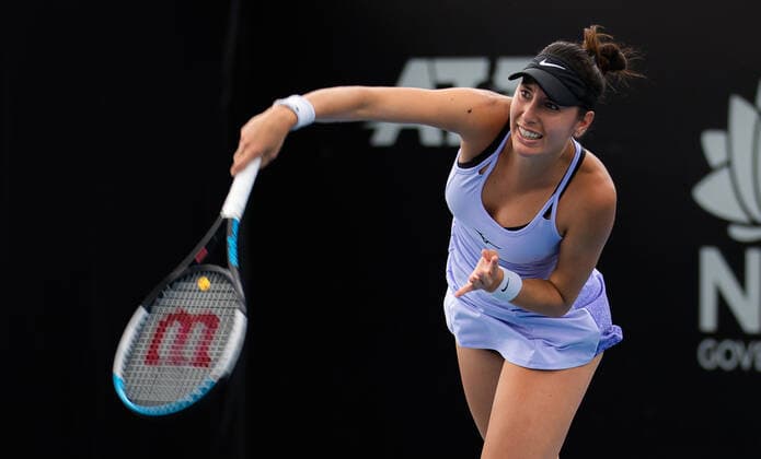 January 12, 2022, SYDNEY, AUSTRALIA: Oceane Dodin of France in action during the second round of the 2022 Sydney Tennis Classic WTA, Tennis Damen 500 tennis tournament against Belinda Bencic of Switzerland SYDNEY AUSTRALIA - ZUMAa181 20220112_zaa_a181_096 Copyright: xRobxPrangex