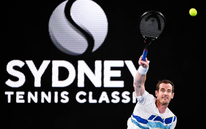 Mandatory Credit: Photo by Shutterstock (12757262dl) Andy Murray in action during his round of 16 match Sydney Tennis Classic, Day 4, Tennis, Olympic Park, Sydney, Australia - 12 Jan 2022 Sydney Tennis Classic, Day 4, Tennis, Olympic Park, Sydney, Australia - 12 Jan 2022  Copyright: xShutterstockx 12757262dl