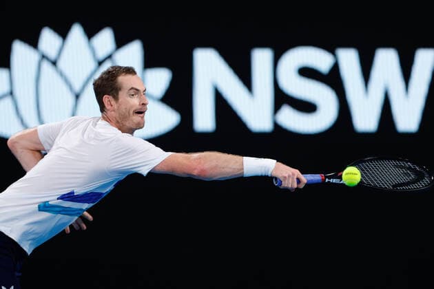 Andy Murray of Great Britain plays a backhand against Nikoloz Basilashvili of Georgia in the second round during the Sydney Tennis Classic 2022 at Sydney Olympic Park Tennis Centre, Sydney, Australia on 12 January 2022. Copyright: xPeterxDovganx 30470363