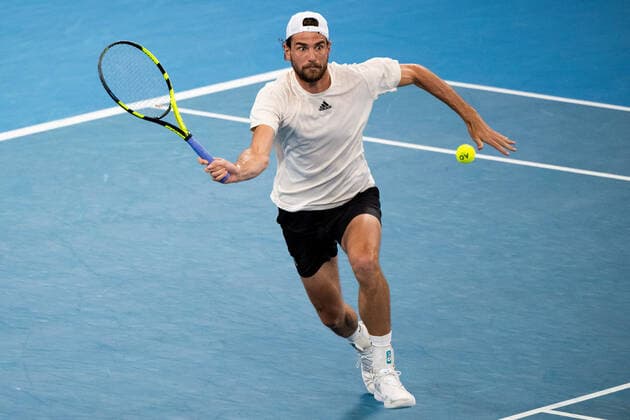 Tennis, ATP-Turnier in Sydney SYDNEY TENNIS CLASSIC, Maxime Cressy of USA in action during his round of 32 match against DuÅ¡an LajoviÄ? of Serbia on Day 4 of the Sydney Tennis Classic at Ken Rosewall Arena, in Sydney, Thursday, January 13, 2022. ( NO ARCHIVING, EDITORIAL USE ONLY, NO USE IN BOOKS WITHOUT CONSENT SYDNEY NSW AUSTRALIA  Copyright: xJAMESxGOURLEYx 20220113001613004705