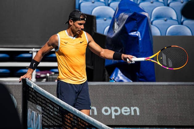 TENNIS AUSTRALIAN OPEN PRACTICE SESSIONS, Rafael Nadal of Spain is seen in action during a practice session ahead of the Australian Open, at Melbourne Park, in Melbourne, Thursday, January 13, 2022. ( NO ARCHIVING, EDITORIAL USE ONLY, NO USE IN BOOKS WITHOUT CONSENT MELBOURNE VIC AUSTRALIA  Copyright: xDIEGOxFEDELEx 20220113001613006366