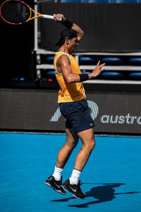 TENNIS AUSTRALIAN OPEN PRACTICE SESSIONS, Rafael Nadal of Spain is seen in action during a practice session ahead of the Australian Open, at Melbourne Park, in Melbourne, Thursday, January 13, 2022. ( NO ARCHIVING, EDITORIAL USE ONLY, NO USE IN BOOKS WITHOUT CONSENT MELBOURNE VIC AUSTRALIA  Copyright: xDIEGOxFEDELEx 20220113001613006392