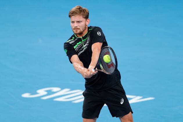Tennis, ATP-Turnier in Sydney David Goffin of Belgium plays a backhand against Andy Murray of Great Britain in the Quarter Final during the Sydney Tennis Classic 2022 at Sydney Olympic Park Tennis Centre, Sydney, Australia on 13 January 2022. Copyright: xPeterxDovganx 30470459