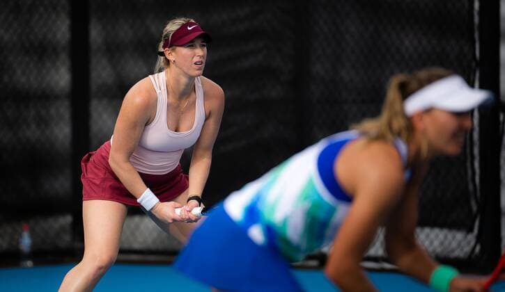 Mandatory Credit: Photo by Rob Prange Shutterstock (12751288ck) Nicole Melichar-Martinez of the United States & Alexa Guarachi of Chile playing doubles at the 2022 Sydney Tennis Classic WTA, Tennis Damen 500 tennis tournament Sydney Tennis Classic, Day 4, Tennis, Olympic Park, Sydney, Australia - 13 Jan 2022 Sydney Tennis Classic, Day 4, Tennis, Olympic Park, Sydney, Australia - 13 Jan 2022 Copyright: xRobxPrange Shutterstockx 12751288ck