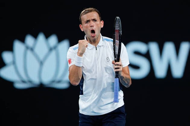Tennis, ATP-Turnier in Sydney Daniel Evans of Great Britain raises his fist against Maxime Cressy of USA in the Quarter Final match during the Sydney Tennis Classic 2022 at Sydney Olympic Park Tennis Centre, Sydney, Australia on 13 January 2022. Copyright: xPeterxDovganx 30470554