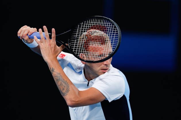 Tennis, ATP-Turnier in Sydney Daniel Evans of Great Britain plays a shot against Maxime Cressy of USA in the Quarter Final match during the Sydney Tennis Classic 2022 at Sydney Olympic Park Tennis Centre, Sydney, Australia on 13 January 2022. Copyright: xPeterxDovganx 30470532