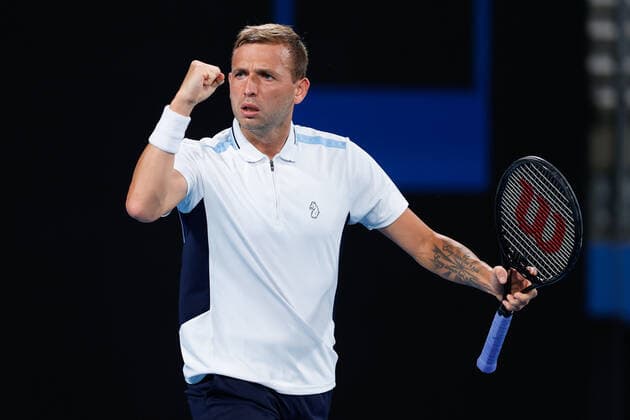 Tennis, ATP-Turnier in Sydney Daniel Evans of Great Britain raises his fist against Maxime Cressy of USA in the Quarter Final match during the Sydney Tennis Classic 2022 at Sydney Olympic Park Tennis Centre, Sydney, Australia on 13 January 2022. Copyright: xPeterxDovganx 30470540