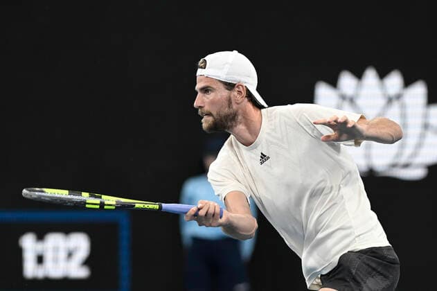 13th January 2022: Ken Rosewall Arena, Sydney Olympic Park, Sydney, Australia; Sydney Tennis Classic, Day 5: Maxime Cressy of USA follows through on his shot in his match against Dusan Lajovic of Serbia  ActionPlus12355816 NigelxOwen