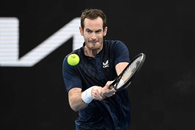 13th January 2022: Ken Rosewall Arena, Sydney Olympic Park, Sydney, Australia; Sydney Tennis Classic, Day 5: Andy Murray of Great Britain hits a backhand to David Goffin of Belgium  ActionPlus12355844 NigelxOwen