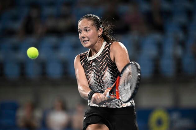 13th January 2022: Ken Rosewall Arena, Sydney Olympic Park, Sydney, Australia; Sydney Tennis Classic, Day 5: Daria Kasatkina of Russia hits a backhand to Garbine Muguruza of Spain  ActionPlus12355880 NigelxOwen