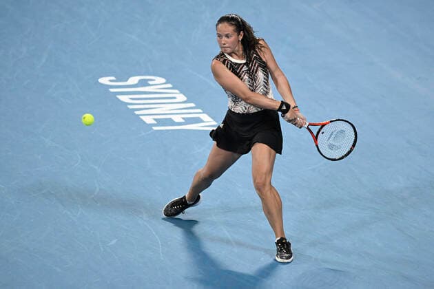 13th January 2022: Ken Rosewall Arena, Sydney Olympic Park, Sydney, Australia; Sydney Tennis Classic, Day 5: Daria Kasatkina of Russia hits a backhand to Garbine Muguruza of Spain  ActionPlus12355883 NigelxOwen