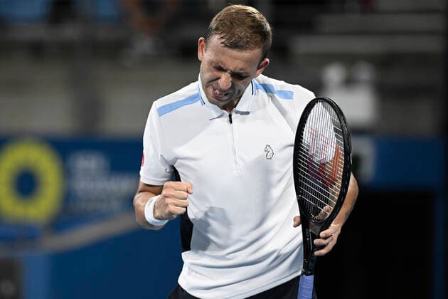 13th January 2022: Ken Rosewall Arena, Sydney Olympic Park, Sydney, Australia; Sydney Tennis Classic, Day 5: Daniel Evans of Great Britain reacts after winning a point in his match against Maxime Cressy of USA  ActionPlus12355907 NigelxOwen